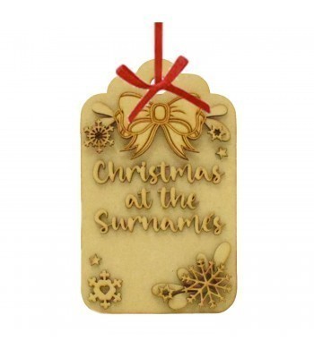 Laser Cut Personalised 'Christmas at the...' 3D Detailed Layered Christmas Gift Tag Shape Sign